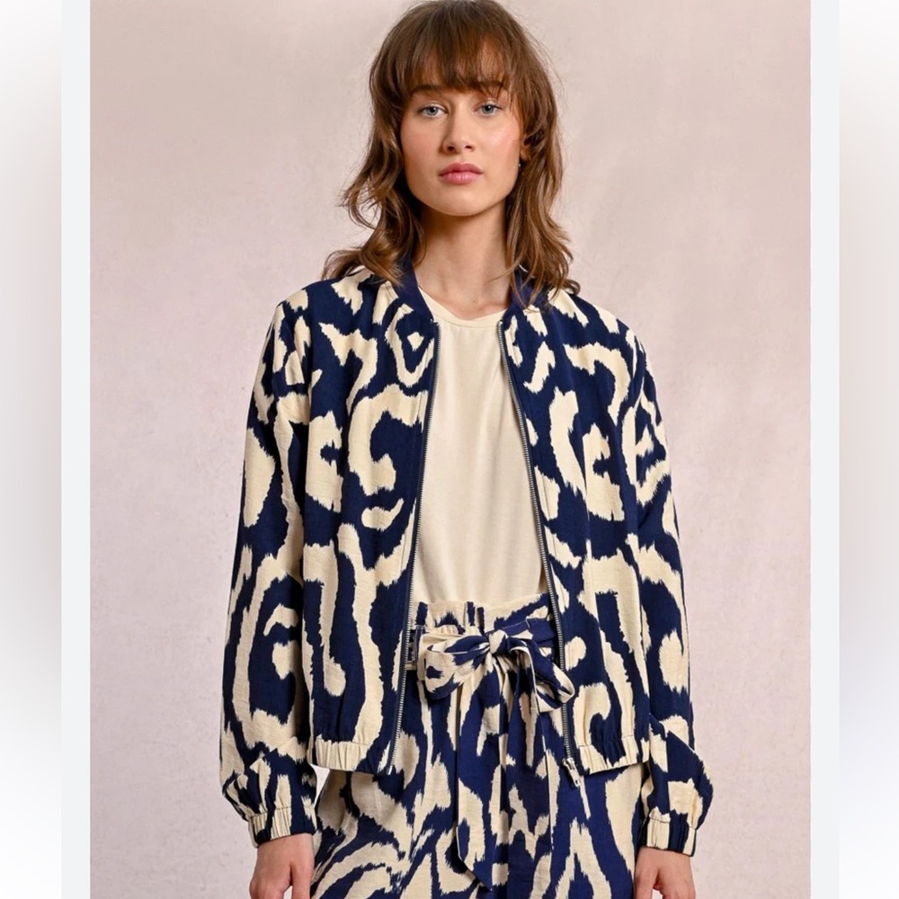 Molly Bracken Bomber Jacket Navy Thais Medium Like New